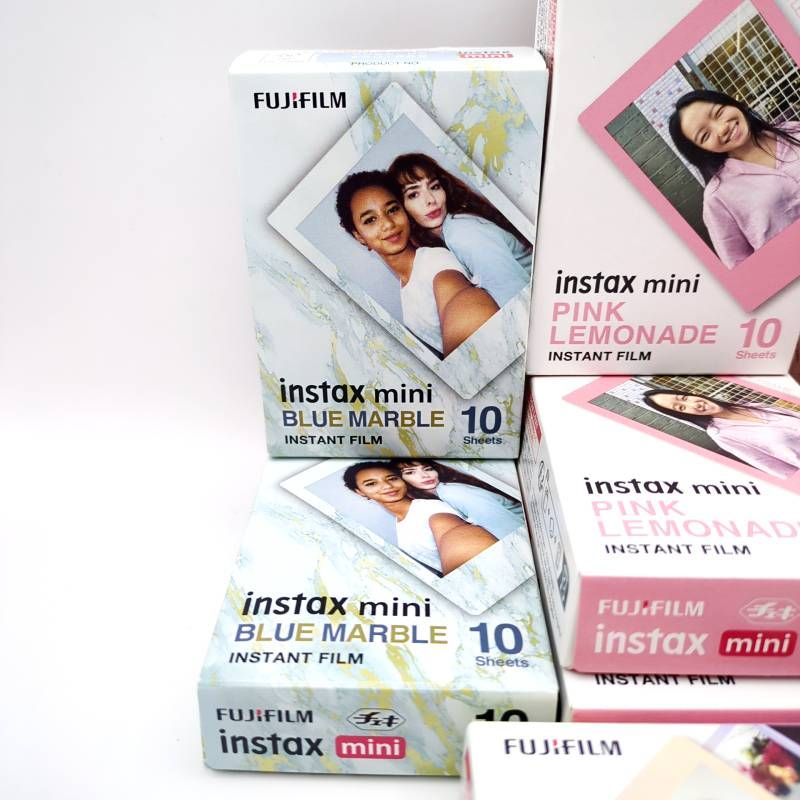 FUJIFILM instax mini フィルム 10個セット 5種 ブルーマーブル ピンクレモネード リトルツインスター コンフェッティ マカロン チェキ用