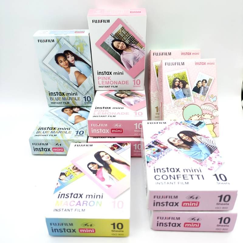 FUJIFILM instax mini フィルム 10個セット 5種 ブルーマーブル ピンクレモネード リトルツインスター コンフェッティ マカロン 未開封 チェキ用