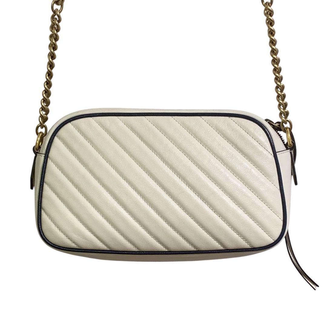 GUCCI グッチ GGマーモント チェーン ショルダーバッグ ホワイト 447632