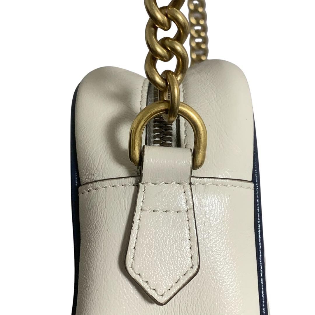 GUCCI グッチ GGマーモント チェーン ショルダーバッグ ホワイト 447632 DECORATOM_COM_BR