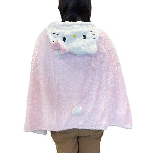 5営業日で発送 丸眞 サンリオ ハローキティ キティフード フード付きブランケット ぬいぐるみ ひざ掛け 防寒 3805002200 入数 3