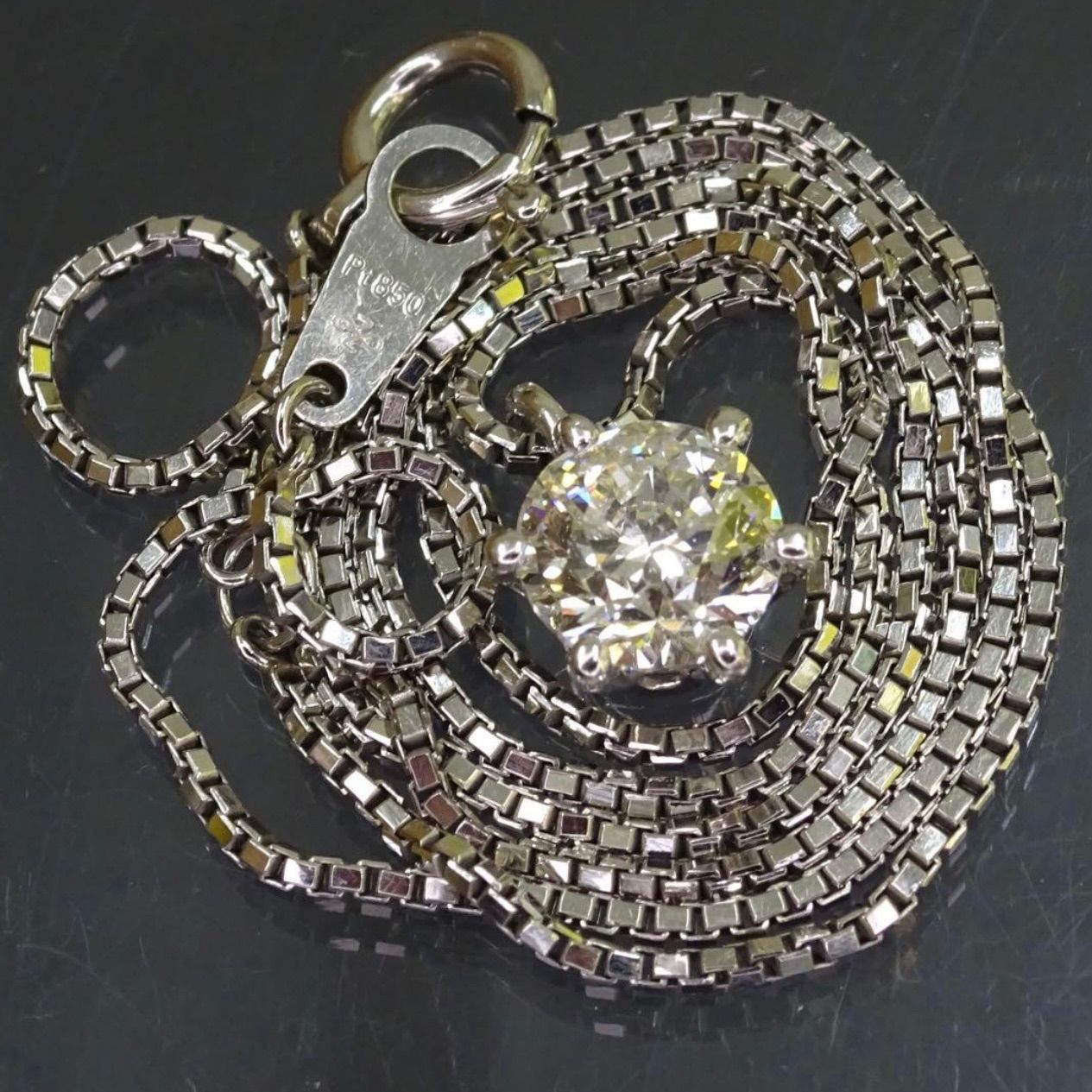 ジュエリーマキ プラチナ850ダイヤモンドネックレス 定価80万円 ジュエリーマキ pt850 プラチナ 大粒 天然ダイヤモンド1.02