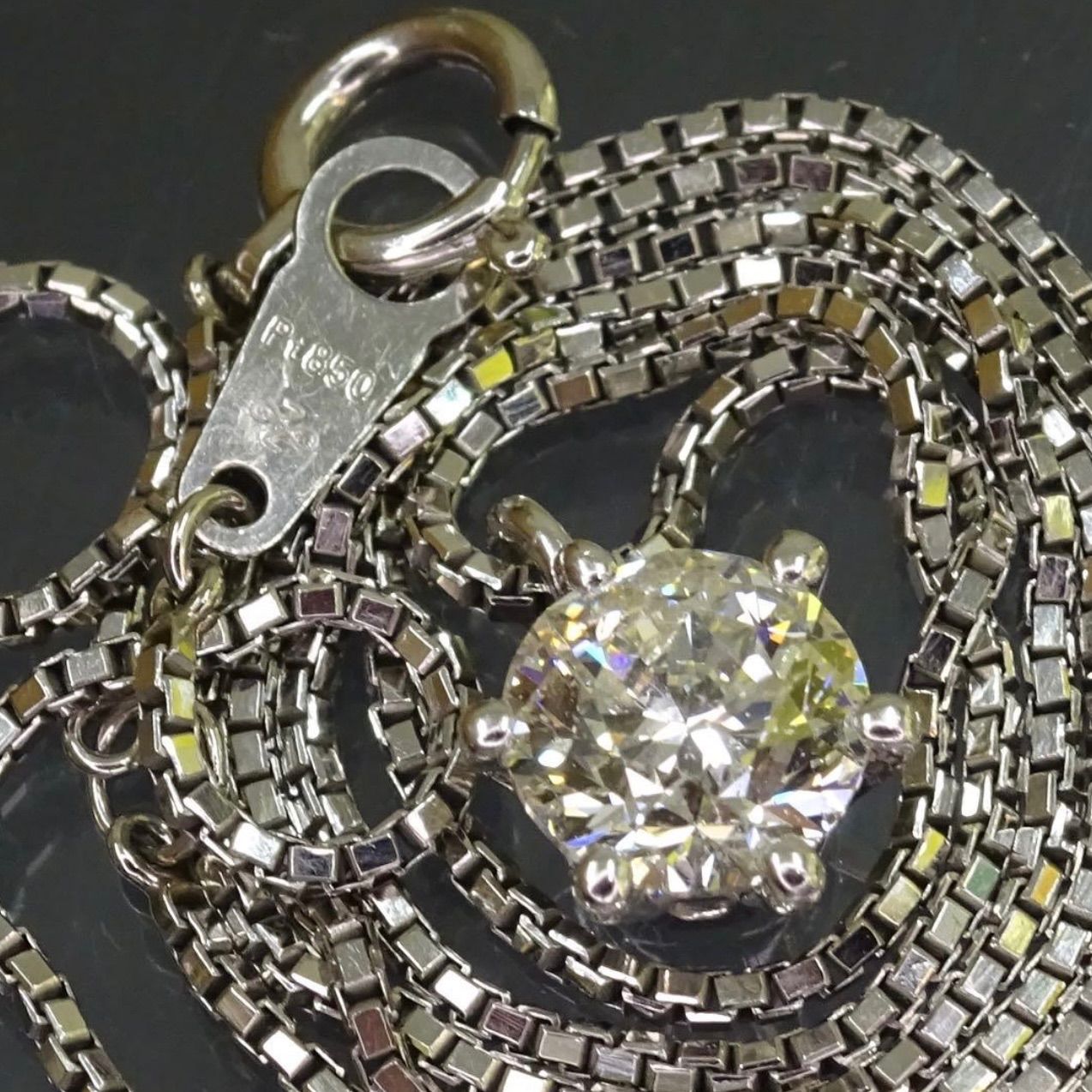 PT850プラチナ ダイヤモンドネックレス ジュエリーマキ 大粒