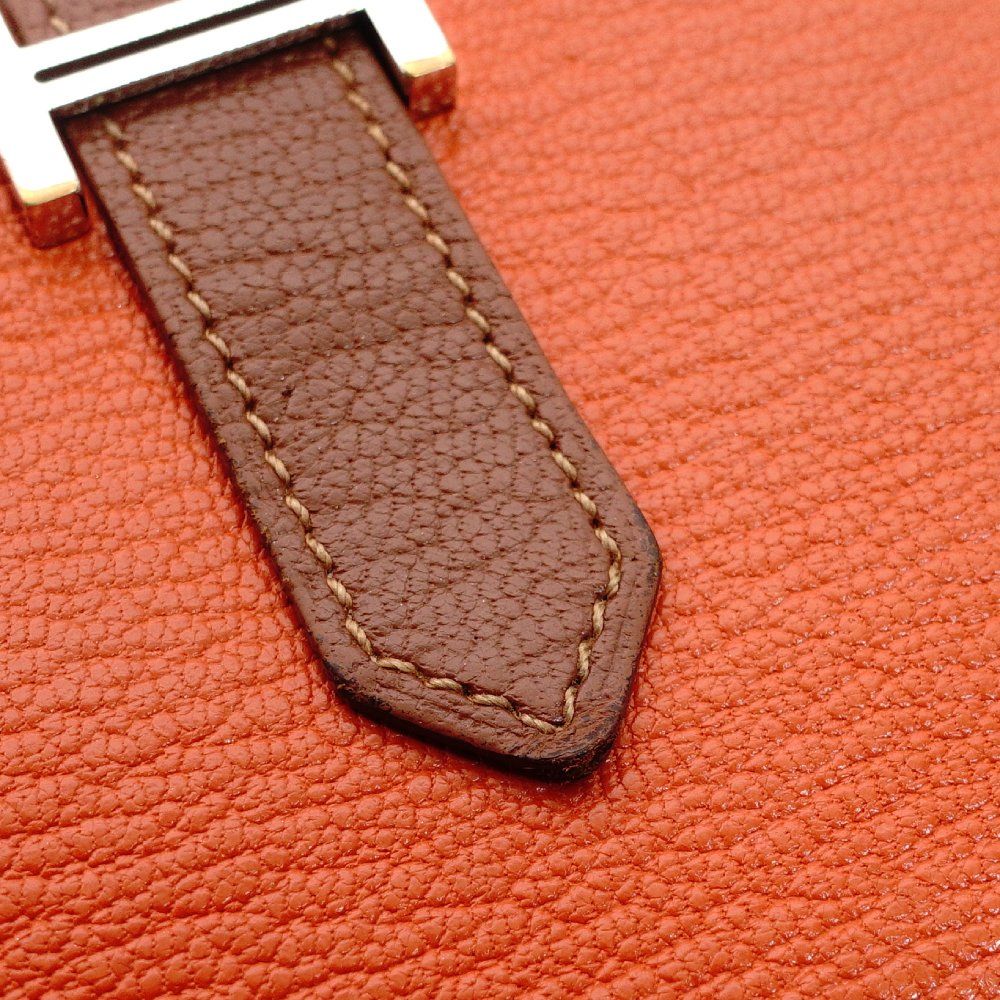  エルメス HERMES ベアン スフレ オレンジ×ブラウン レザーシルバー金具 Q刻印 長財布 財布 7-10-472 その他 折り財布