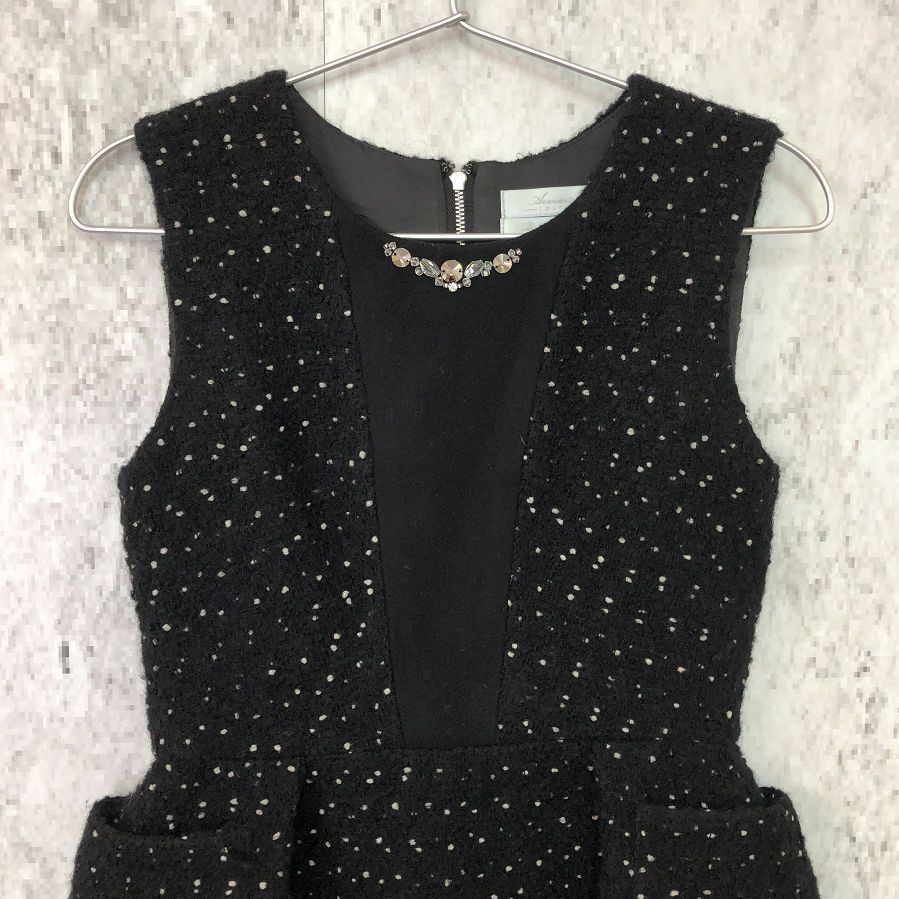 AVENIRETOILE アベニールエトワール ウール ミディ ワンピース ブラック 34サイズ 〇