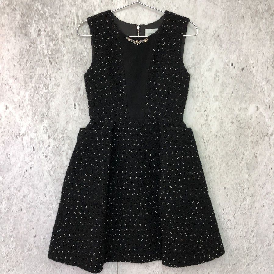 AVENIRETOILE アベニールエトワール ウール ミディ ワンピース ブラック 34サイズ 〇