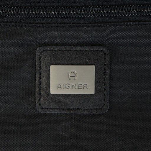 アイグナー AIGNER ブリーフケース ビジネスバッグ ショルダー 2 WAY キャンバス 書類カバン ロゴ 黒 ブラック GY 13 MQ