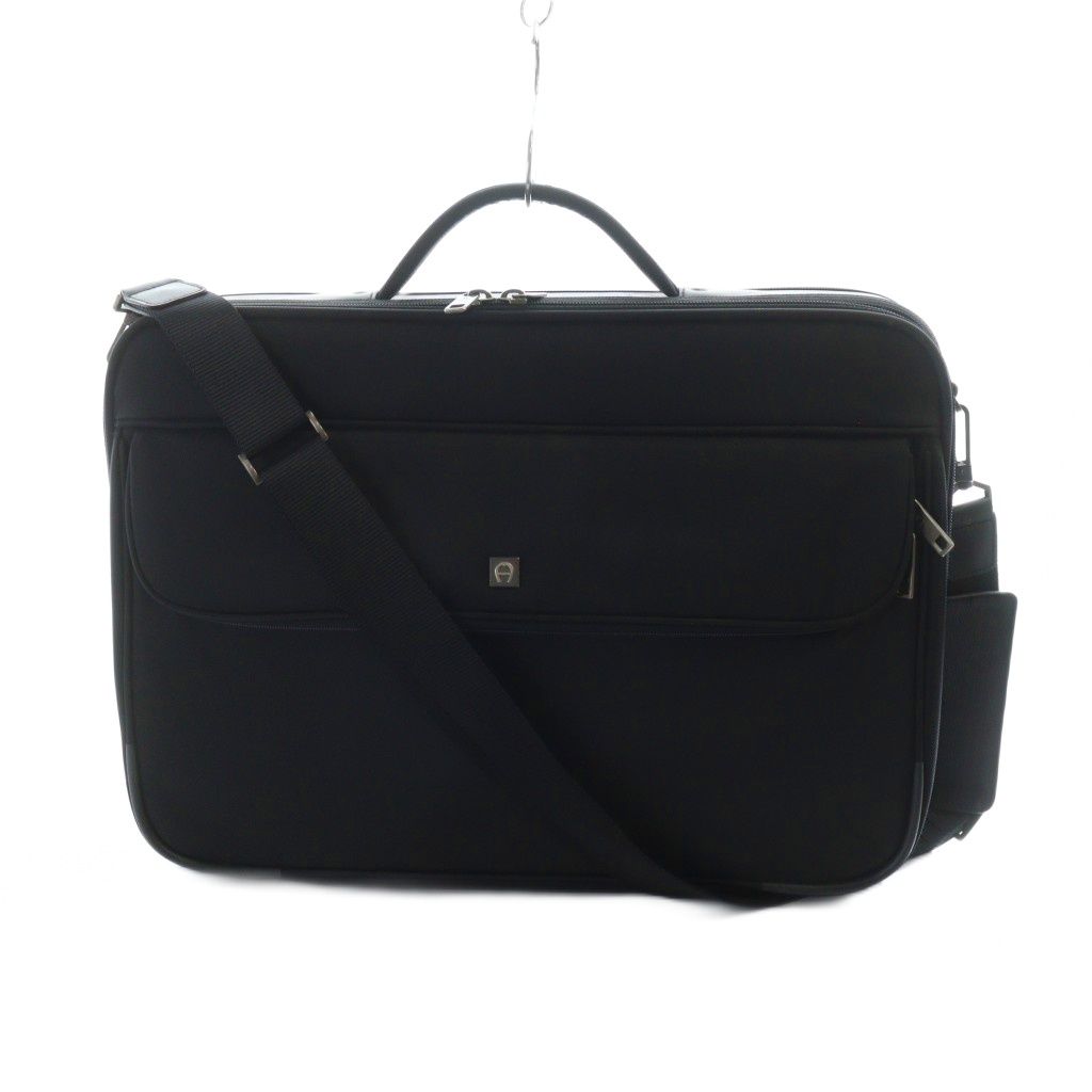 アイグナー AIGNER ブリーフケース ビジネスバッグ ショルダー 2WAY キャンバス 書類カバン ロゴ 黒 ブラック GY13 MQ