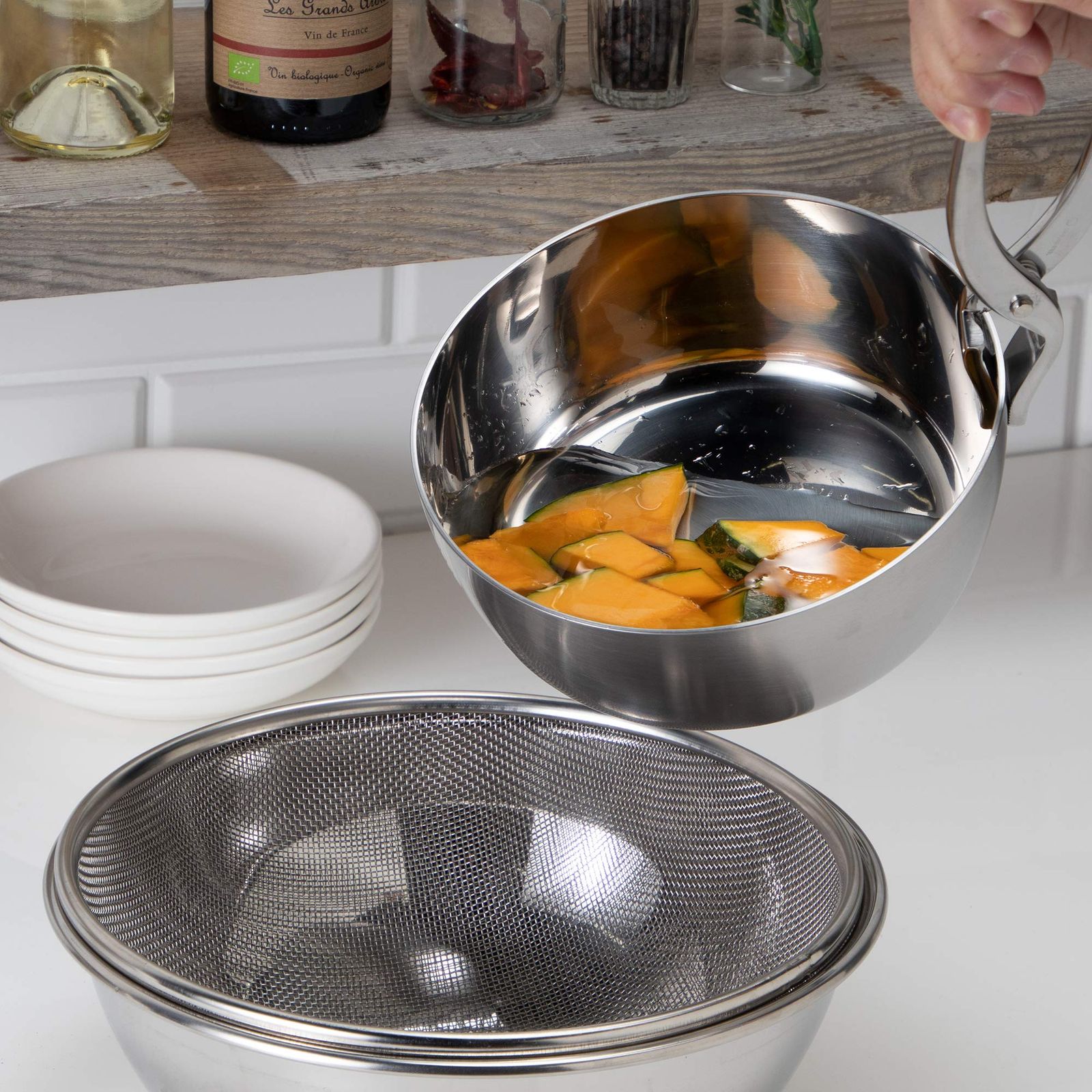 迅速発送 遠藤商事 業務用 スーパーデンジ 矢床鍋 27cm 電磁調理器用ステンレス鍋 3層クラッド材 日本製 AYT07027