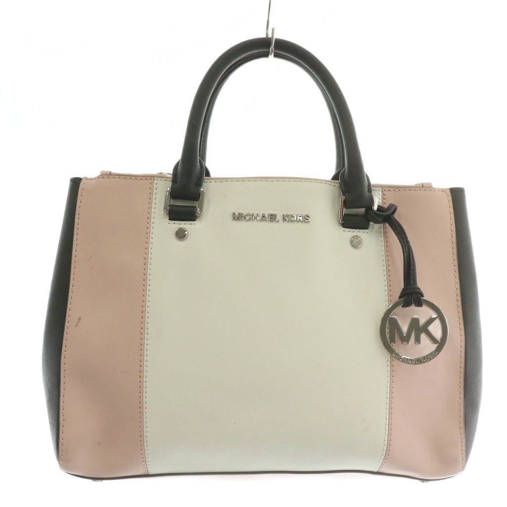 マイケルコース MICHAEL KORS ハンドバッグ トート ショルダー 2WAY レザー ロゴ シルバー金具 白 ホワイト ピンク 黒 ブラック |XZ GY18