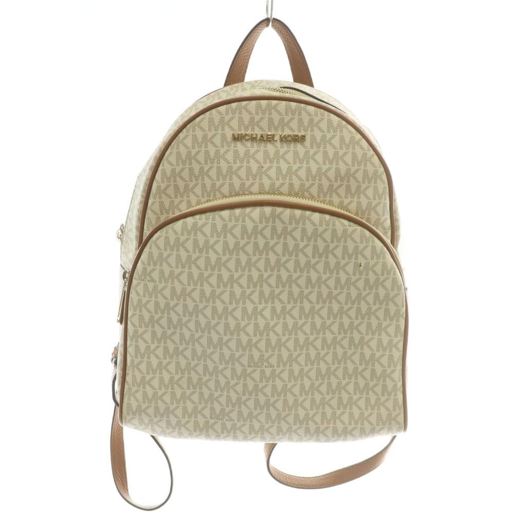 マイケルコース MICHAEL KORS アビー Abbey リュックサック バックパック デイパッグ PVC レザー MKシグネチャー 総柄 ロゴ 白 ホワイト 茶色 ブラウン 35F8GAYB2B |XZ GY18