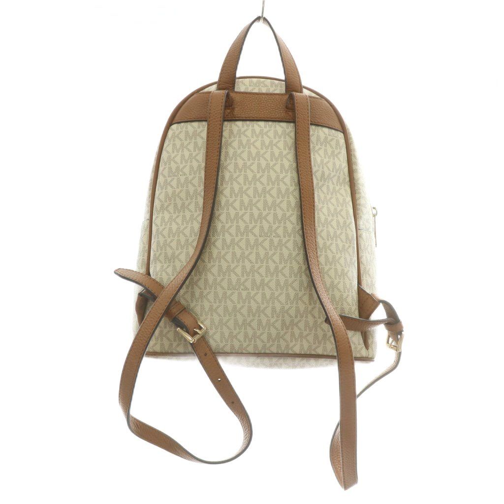 マイケルコース MICHAEL KORS アビー Abbey リュックサック バックパック デイパッグ PVC レザー MKシグネチャー 総柄 ロゴ 白 ホワイト 茶色 ブラウン 35F8GAYB2B XZ GY18