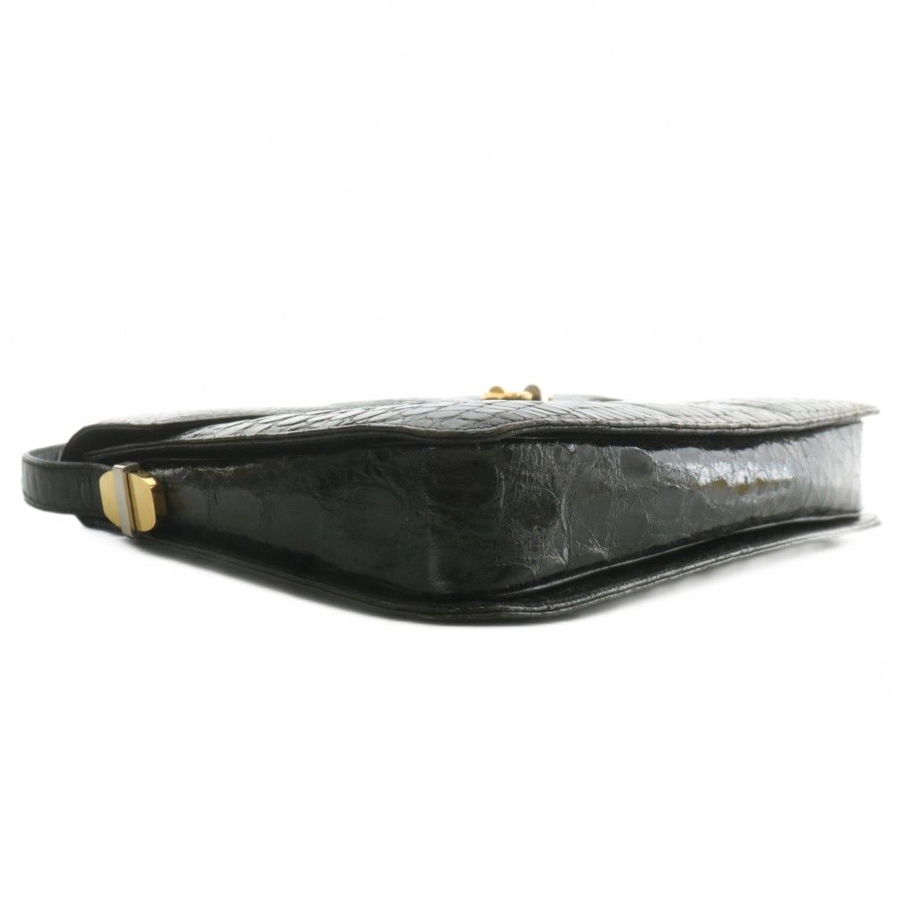 カイヨウ KAIYO ショルダーバッグ クロコダイル ワニ革 レザー シャイニング ゴールド金具 黒 ブラック XZ GY18 DECORATOM_COM_BR