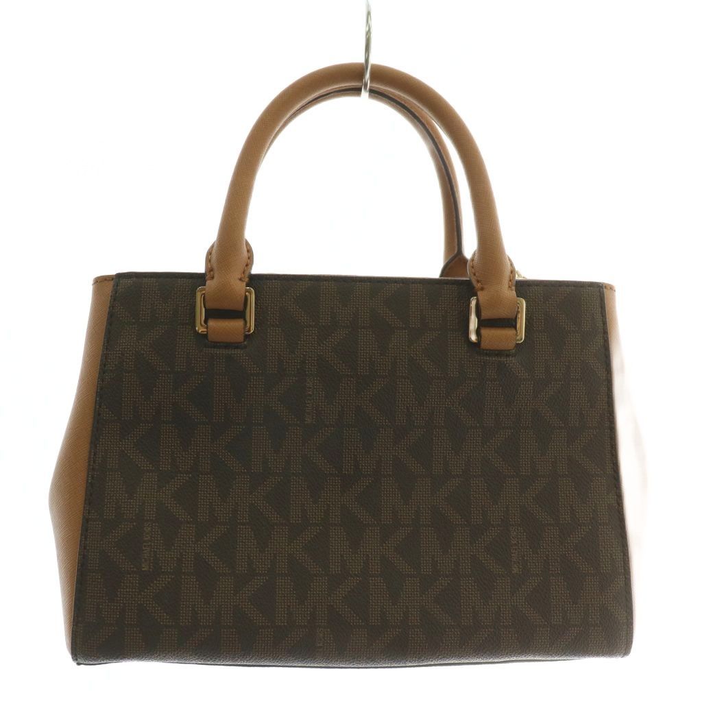 マイケルコース MICHAEL KORS ケレン KELLEN ハンドバッグ PVC レザー MKシグネチャー スタッズ 総柄 ロゴ ゴールド金具 茶色 ブラウン 35T7GK9S0B XZ GY18