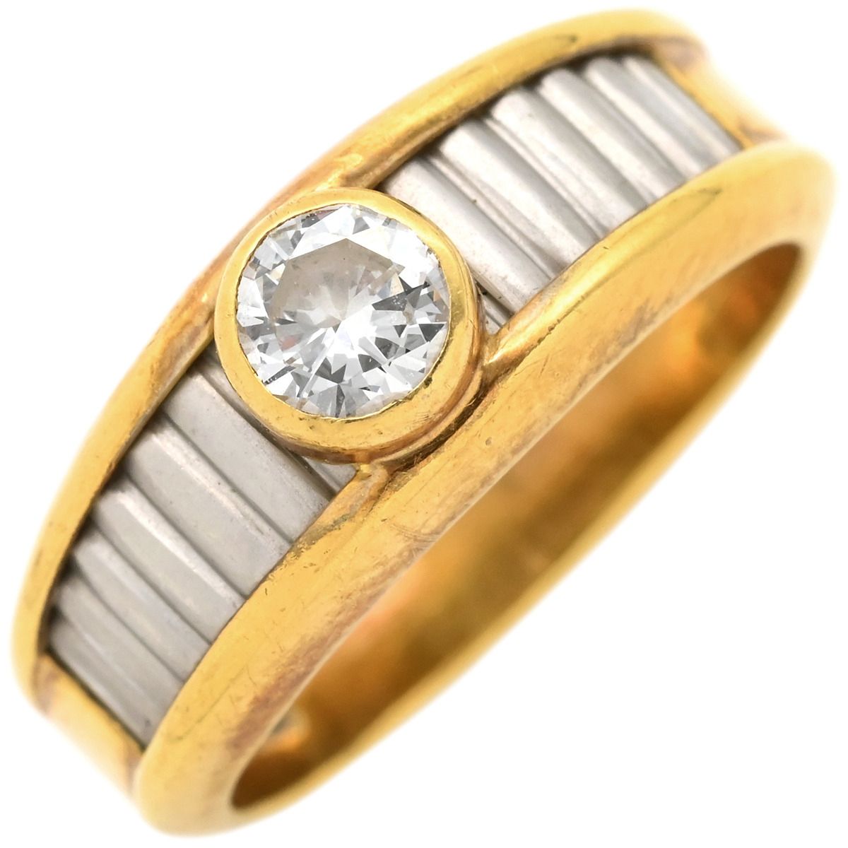 リング 指輪 ダイヤリング K18YG Pt900 ダイヤモンド イエローゴールド×プラチナシルバー Pt900 イエローゴールド プラチナ コンビ 1P 1粒ダイヤ 11号