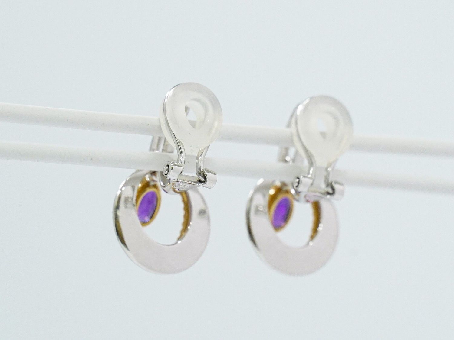 本物 エクレブ ECREVE アメシスト 0.42ct ×2 ダイヤモンド 0.09ct ×2 K18 WG PG イヤリング ホワイト ピンクゴールド パープル ジュエリー フォロー割 FORTGASGNV_COM_BR