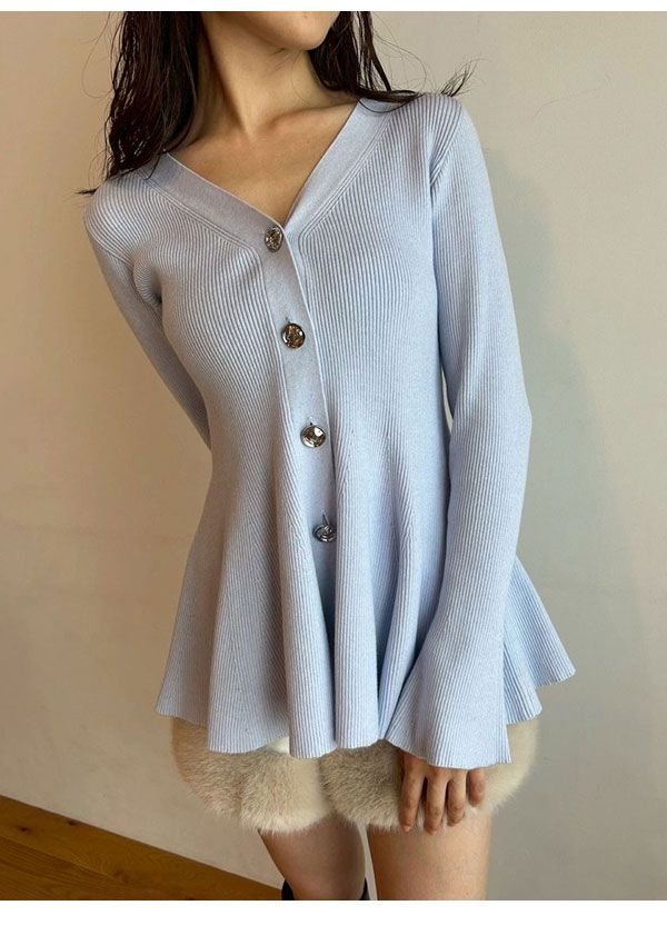 ペプラムニットカーディガン