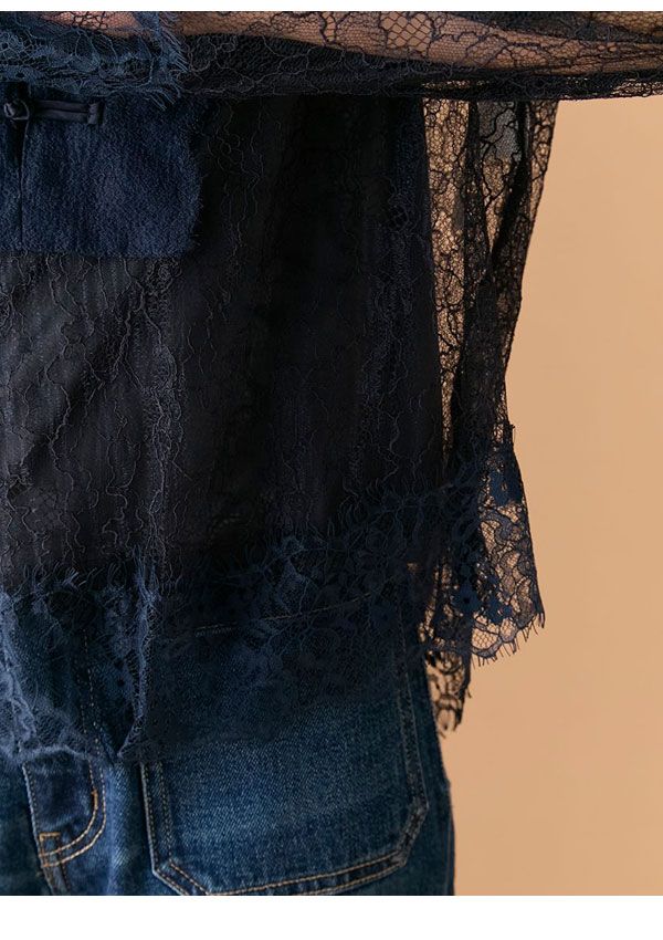  10 OFF リリー ブラウン LILY BROWN トップス 25秋冬 レースチャイナブラウス ミドル丈 長袖 透け感 シアー lwfb 255010 長袖 シャツ ブラウス