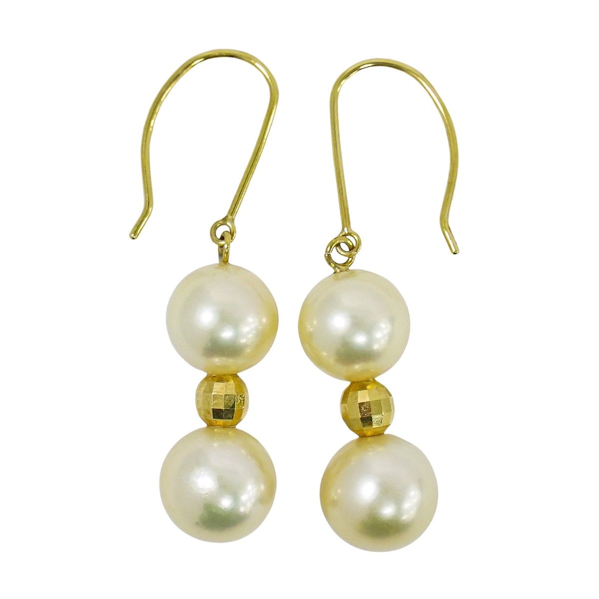 本物 パール 8.0-8.4mm K18 YG ピアス イエローゴールド ホワイト