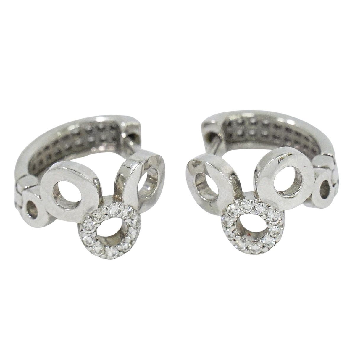 本物 ダイヤモンド 0.09ct ×2 K18 WG フープ ピアス ホワイトゴールド ジュエリー フォロー割