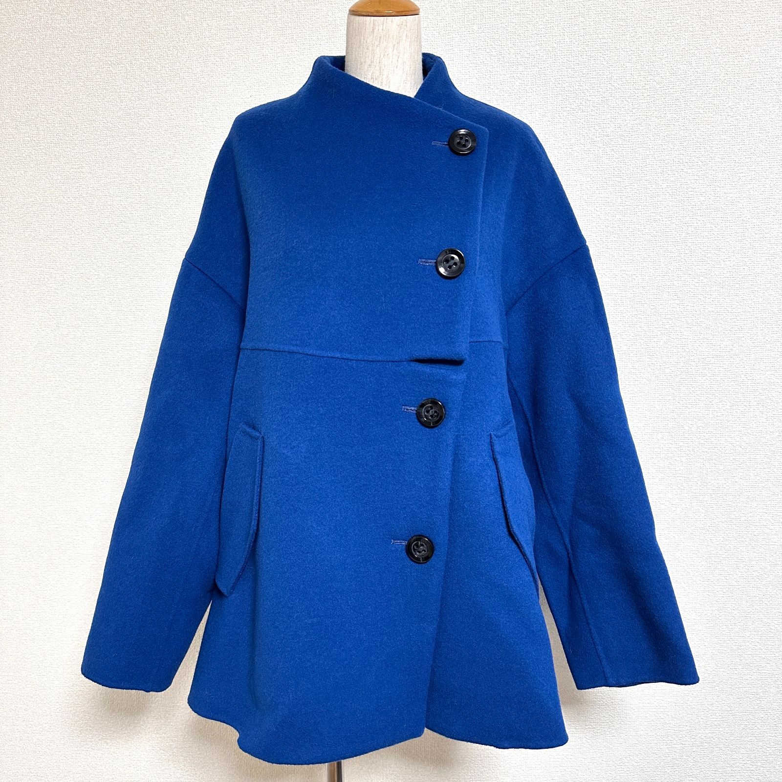 ENFOLD ソフトリバーオープンカラーコート ノーカラーウールコート 38