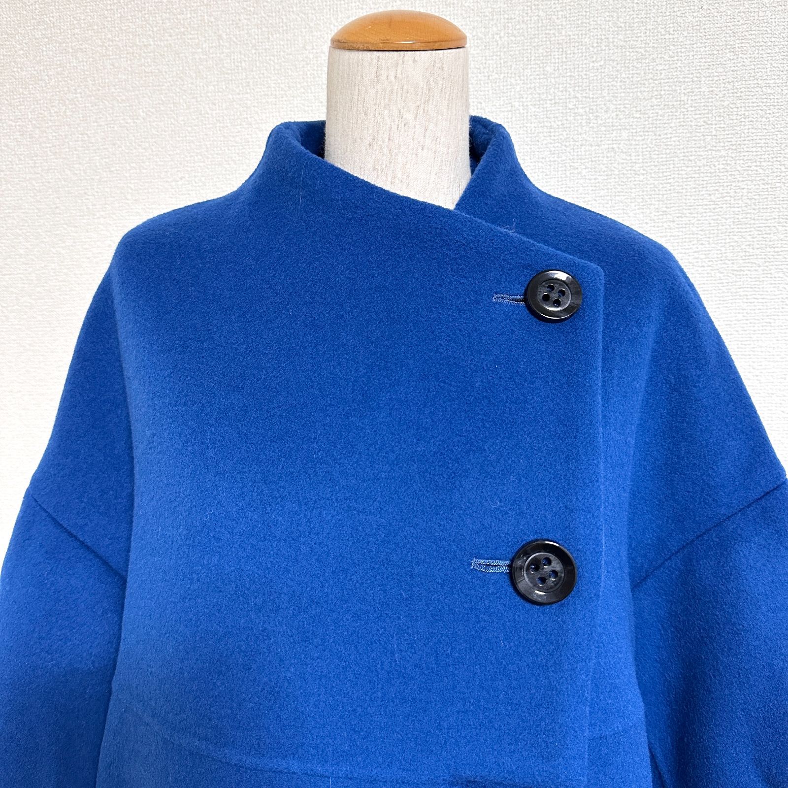 ENFOLD ソフトリバーオープンカラーコート ノーカラーウールコート 38