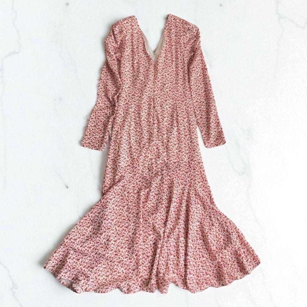 eimy istoire long dres エイミーイストワール 小花柄 ギャザー ロングワンピース リバティ ピース 花柄 リバティ ガーリー S レッド 赤