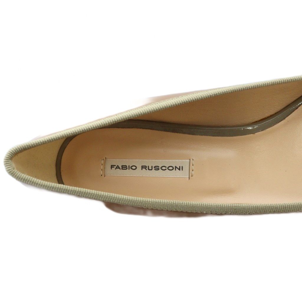  ファビオルスコーニ FABIO RUSCONI フラットシューズ パンプス エナメル ポインテッドトゥ ロゴ 37.5 24.5 cm 茶 ブラウン GY 19 MQ ハイヒール パンプス パンプス