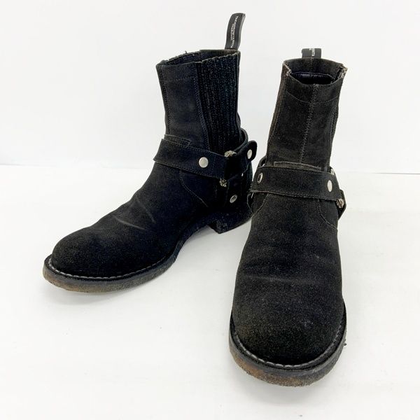 TAKAHIRO MIYASHITA The Soloist. タカヒロミヤシタ ソロイスト リングハーネス サイドゴアブーツ SF0002BSS18 スエード カジュアル メンズ サイズ7 ブラック 靴 DF17203