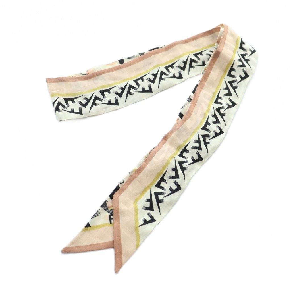 フェンディ FENDI リボンスカーフ ストール ロゴ ラッピー 絹 シルク ピンク GY04 MQ OH