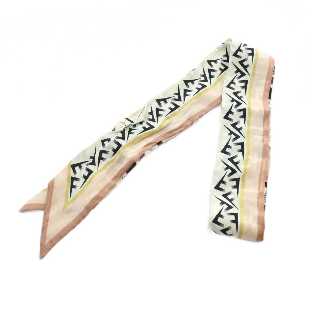 フェンディ FENDI リボンスカーフ ストール ロゴ ラッピー 絹 シルク ピンク GY04 |MQ OH