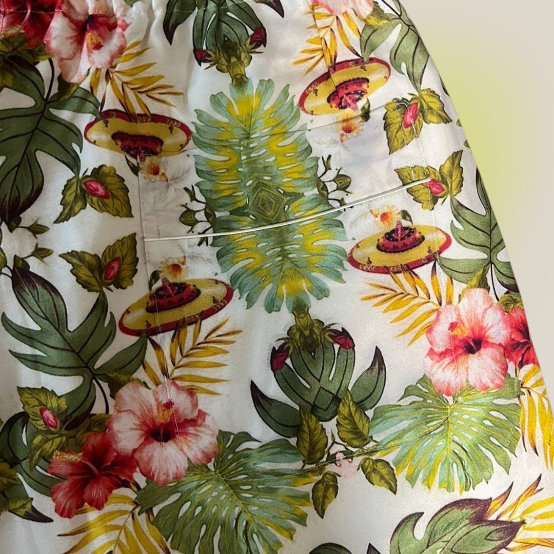  アンダーカバー 花柄 アロハセットアップ シャツ＆ショーツ キュプラテンセル サイズ2 半袖 シャツ ブラウス