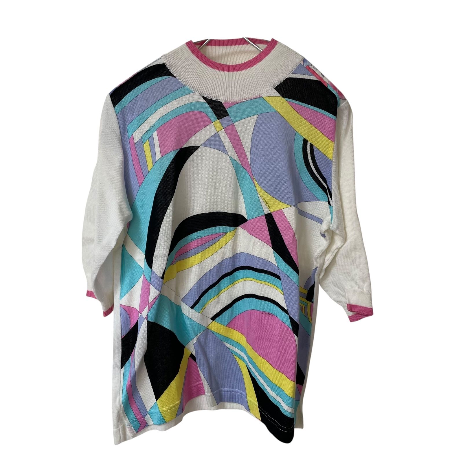 RE259【美品】LEONARD SPORT レオナールスポーツ 七分袖ニット マルチ