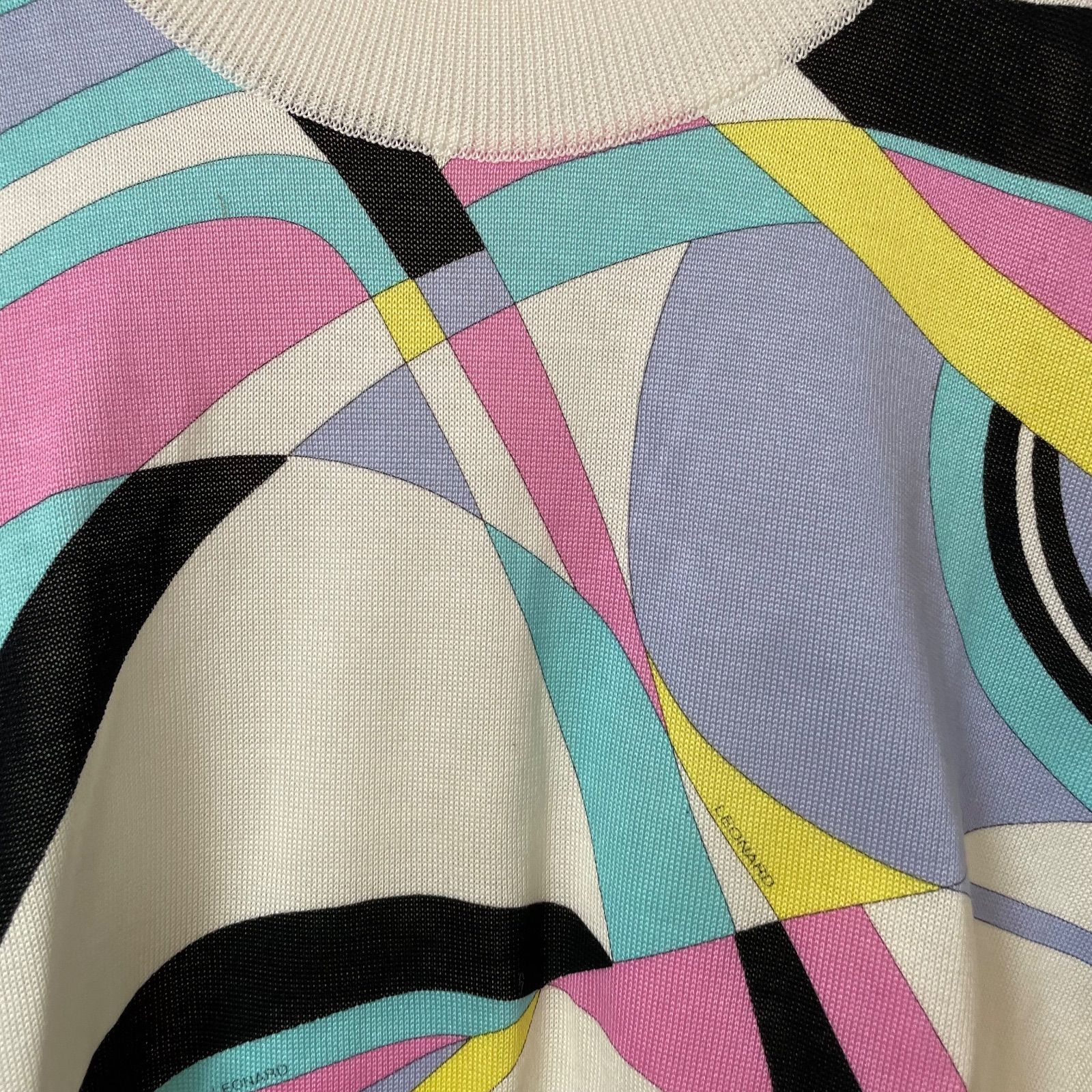 RE259【美品】LEONARD SPORT レオナールスポーツ 七分袖ニット マルチ