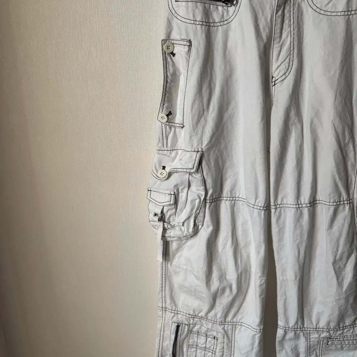 パンク ロックシーク ギャル y2k 白 ポケットディテール バルーンパンツ カーゴパンツ