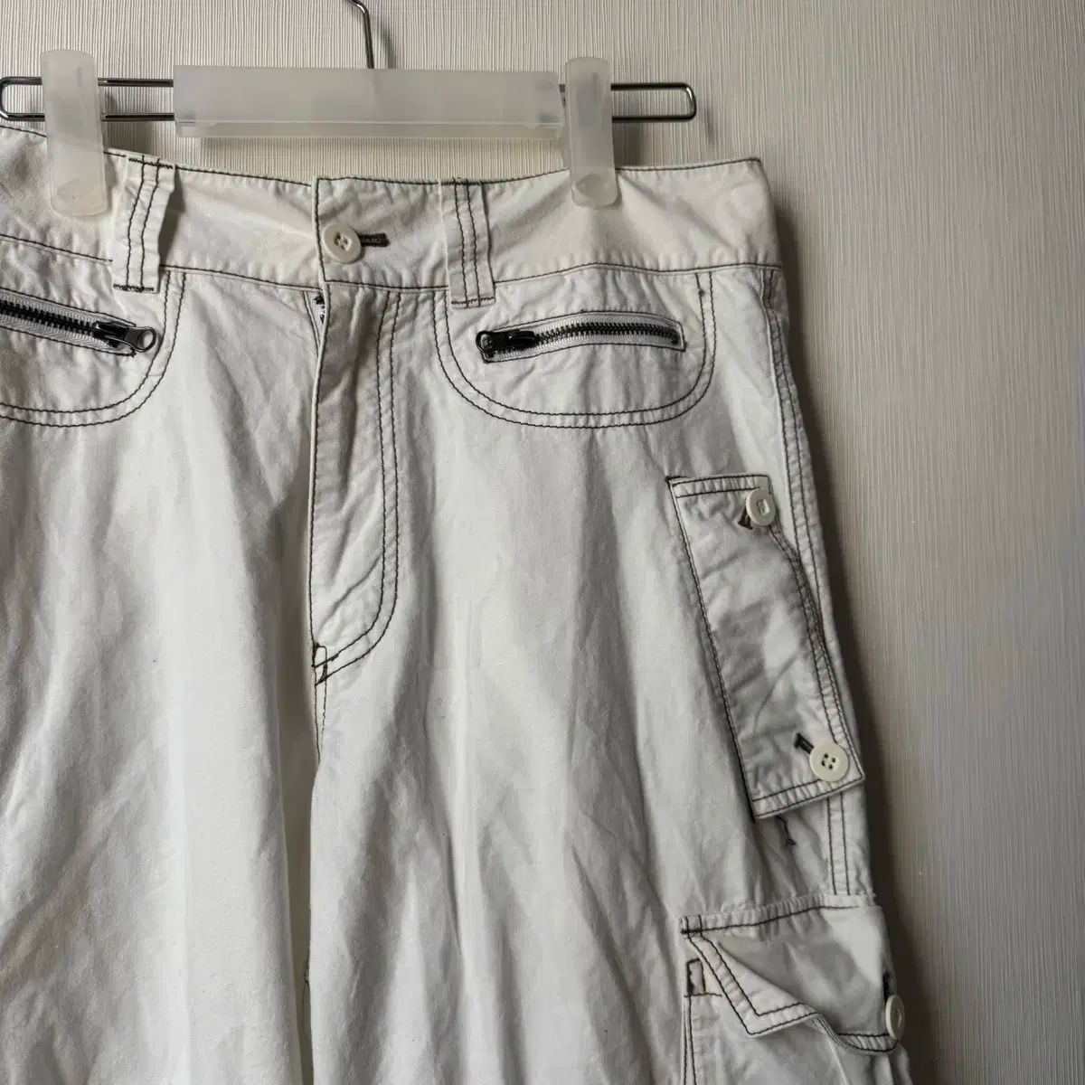 パンク ロックシーク ギャル y2k 白 ポケットディテール バルーンパンツ カーゴパンツ DECORATOM_COM_BR