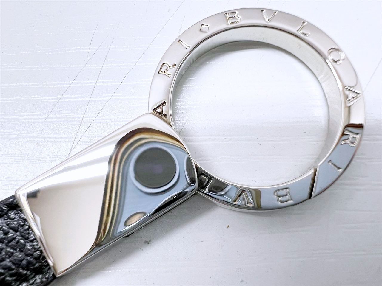 未使用保管　美品　BVLGARI　ブルガリ　マン　キーリング　黒　282704 未使用保管 美品 BVLGARI ブルガリ マン キーリング 黒 シルバー