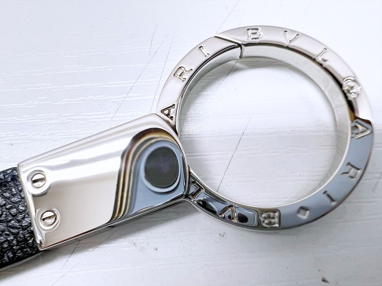 未使用保管　美品　BVLGARI　ブルガリ　マン　キーリング　黒　282704 未使用保管 美品 BVLGARI ブルガリ マン キーリング 黒 シルバー