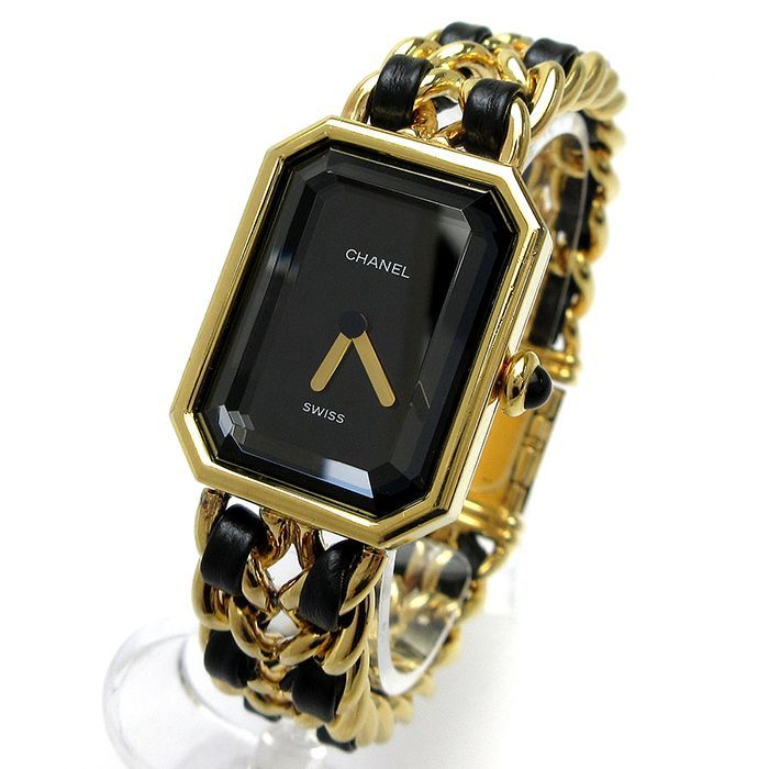 シャネル CHANEL プルミエール レディース 黒文字盤 Mサイズ 時計 PREMIERE クォーツ 婦人 稼動品