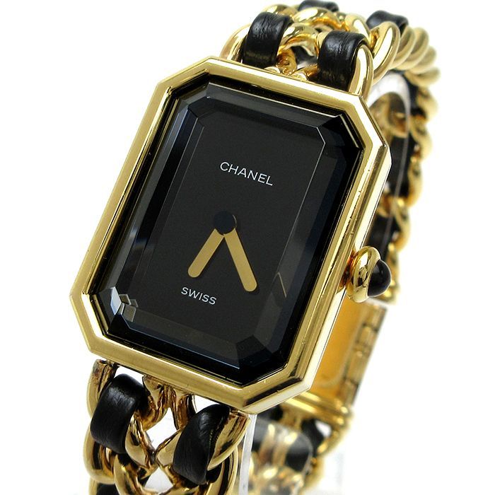 シャネル CHANEL プルミエール レディース 黒文字盤 Mサイズ 時計 PREMIERE クォーツ 婦人 稼動品