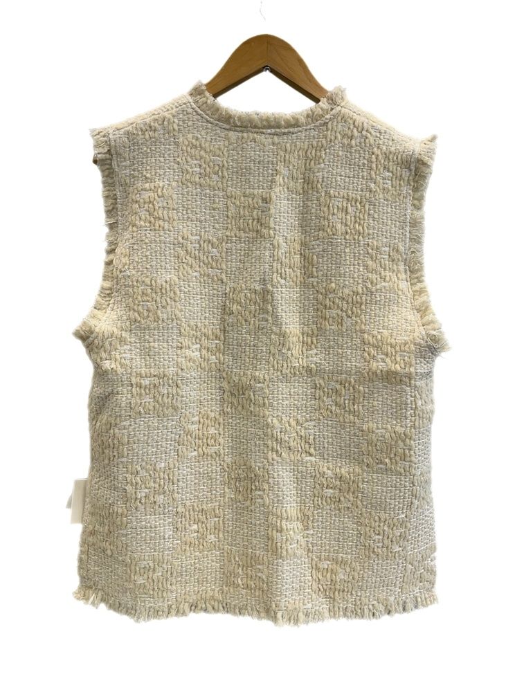 ローブブラン L AUBE BLANC Fringe tweed vest フリンジ ツイードベスト オフホワイト系 23 WI-10 ベスト ホワイト フリーサイズ サイズ 101 LT-189