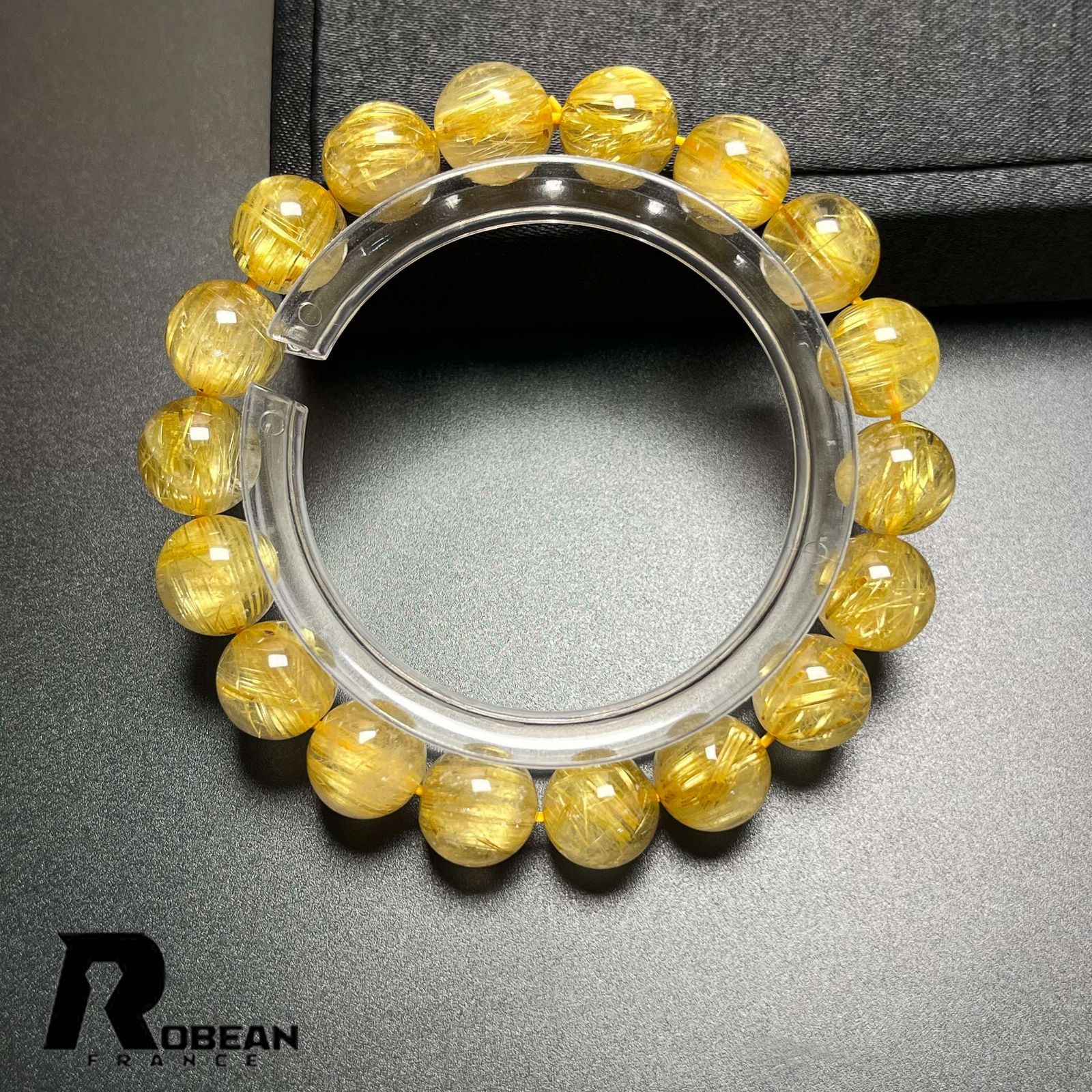 上級 EU製 定価34万円 ROBEAN ! 満針ルチルクォーツ ブレスレット パワーストーン 天然石 金運 お守り プレゼント 10.5-11.3 mm