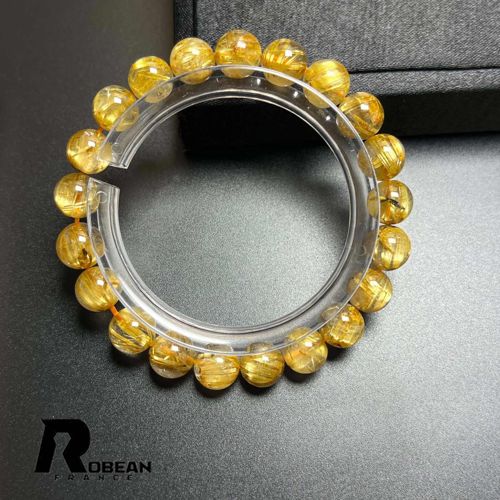 絶賛 EU製 定価24万円 ROBEAN ! 満針ルチルクォーツ ブレスレット パワーストーン 天然石 金運 お守り プレゼント 8.9-9.3mm K1024164