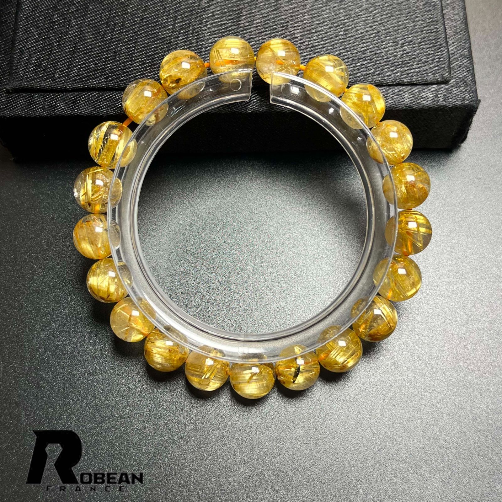 絶賛 EU製 定価24万円 ROBEAN ! 満針ルチルクォーツ ブレスレット パワーストーン 天然石 金運 お守り プレゼント 8.9-9.3mm K1024164