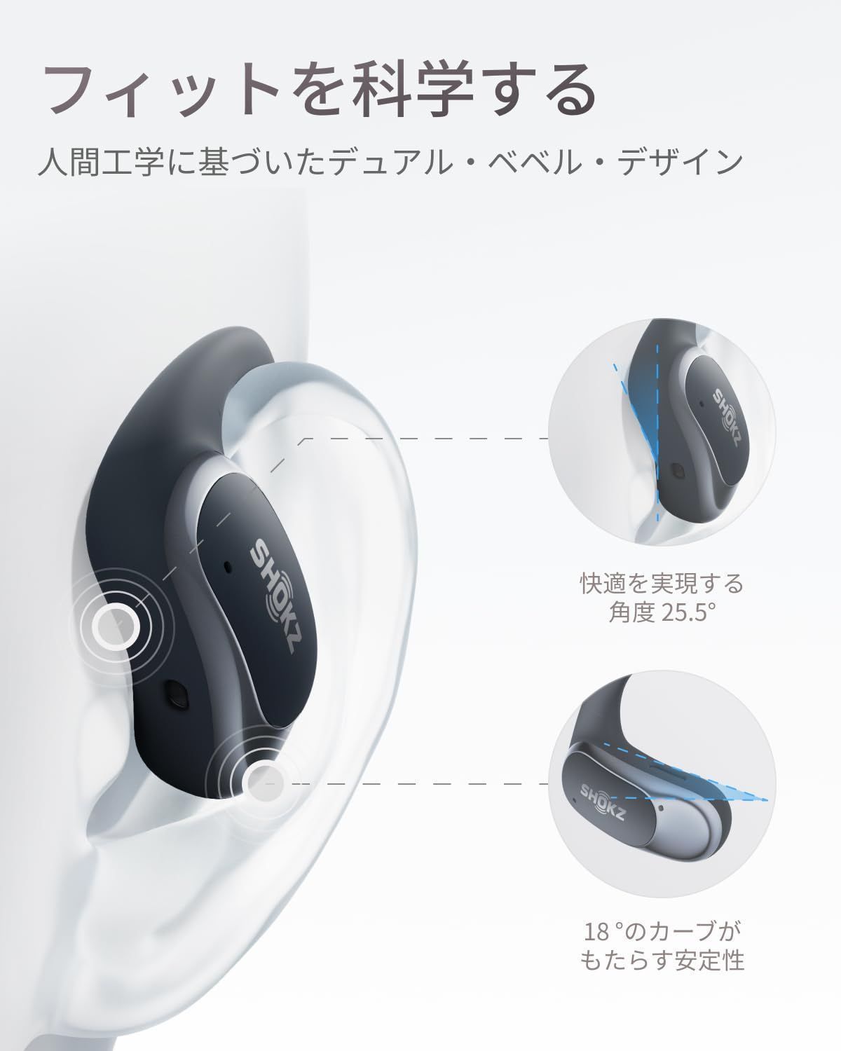 SHOKZ OpenFit オープンイヤーイヤホン ブラック 黒