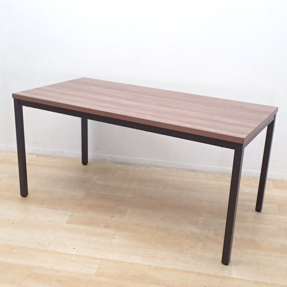 ミーティングテーブル W1500 D750 H720 ブラウン 会議室 木目調 荷物台 作業台 アジャスター インダストリアル EG18977 オフィス家