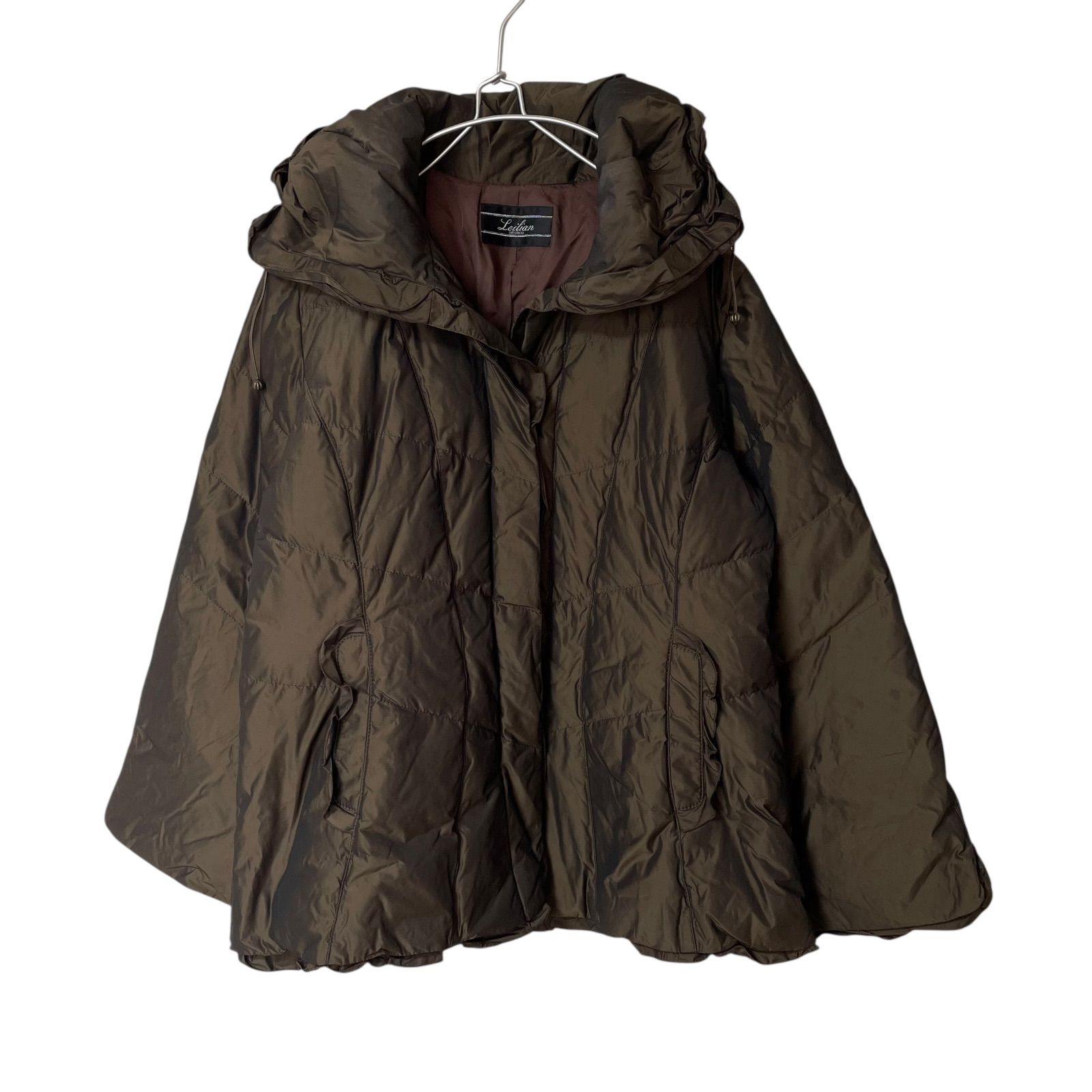 レリアン　ブラウン ダウンフェザー入り　コート　13号 RE259【美品】Leilian レリアン ダウンジャケット ダウンコート