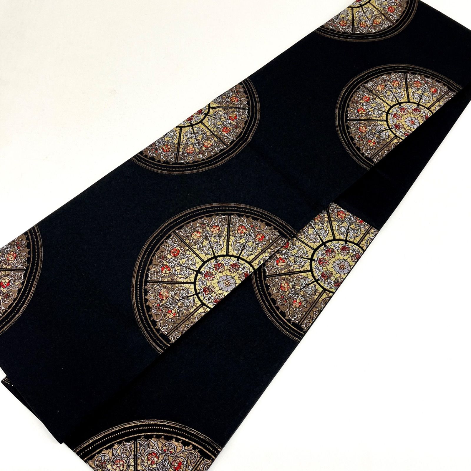 大光株式会社 袋帯 猫 ステンドグラス 新品未使用品 六通 黒地 D054