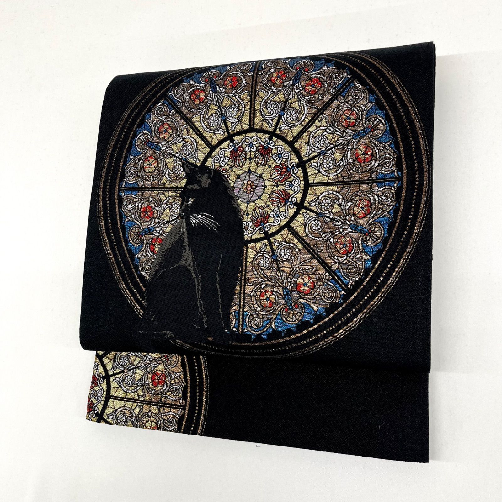 大光株式会社 袋帯 猫 ステンドグラス 新品未使用品 六通 黒地 D054