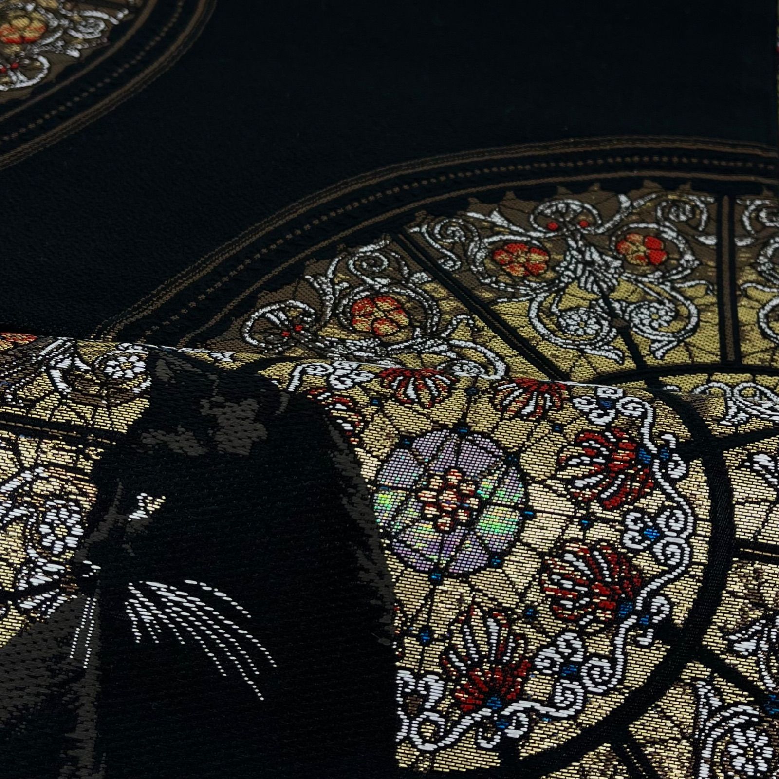 大光株式会社 袋帯 猫 ステンドグラス 新品未使用品 六通 黒地 D054